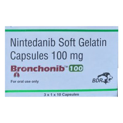 खरीदें 30 कैप्सूल Nintedani Bronchonib 100mg New Pill For Lung Cancer फेफड़ों के कैंसर के लिए नई गोली online manufacture