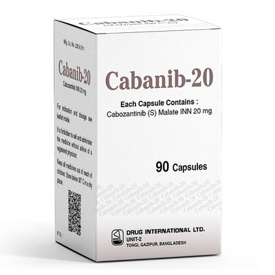 बीकन कैबोज़ेंटीनिब XL-184 कैबोज़ेंटीक्स 60mg*30 टैबलेट गुर्दे का कैंसर, थायराइड कैंसर, यकृत का कैंसर, नरम ऊतक सारकोमा, गैर-छोटे कोशिकाओं का फेफड़े का कैंसर, प्रोस्टेट कैंसर, स्तन कैंसर, अंडाशय का कैंसर,